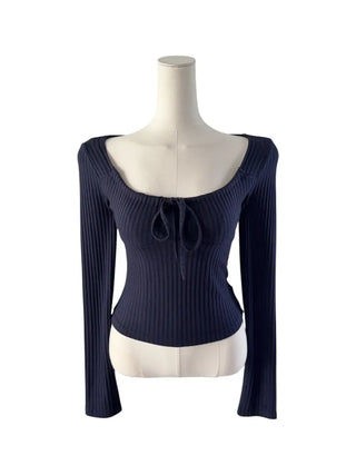 Hanji strap ribbed square neck T