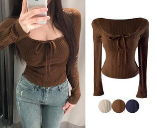 Hanji strap ribbed square neck T