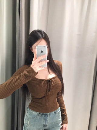 Hanji strap ribbed square neck T