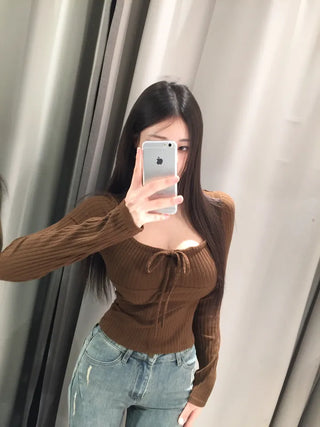 Hanji strap ribbed square neck T