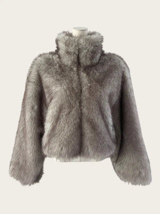 Grayish zip fox fur JK