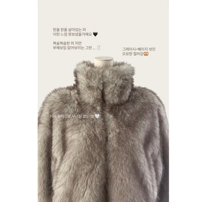 Grayish zip fox fur JK