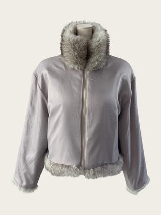 Grayish zip fox fur JK