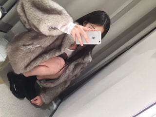 Grayish zip fox fur JK