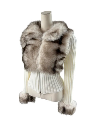 Leer Fake Fur Zip-Up