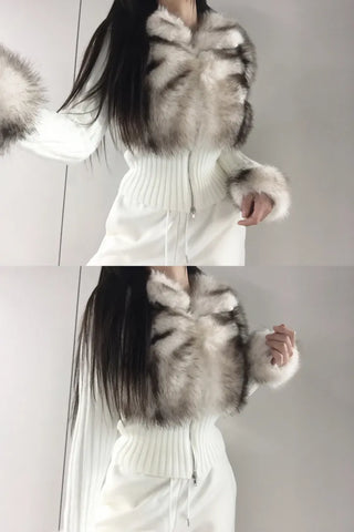 Leer Fake Fur Zip-Up