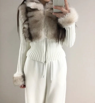 Leer Fake Fur Zip-Up