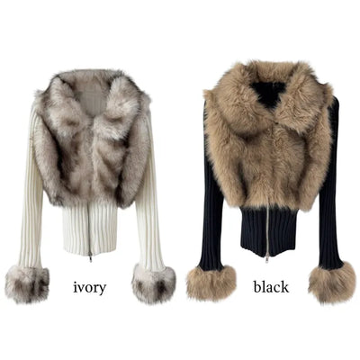 Leer Fake Fur Zip-Up