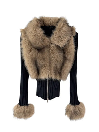 Leer Fake Fur Zip-Up