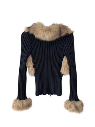 Leer Fake Fur Zip-Up