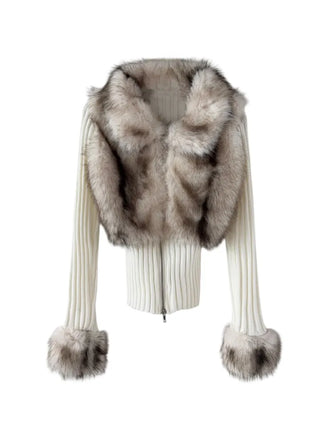 Leer Fake Fur Zip-Up
