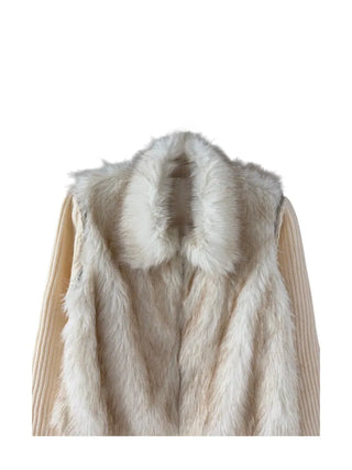Raccoon Fur Knit Zip-Up