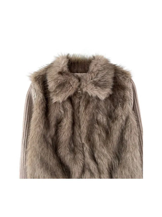 Raccoon Fur Knit Zip-Up
