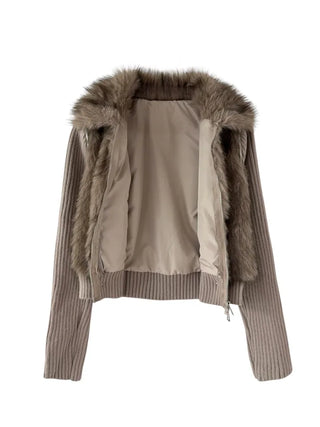 Raccoon Fur Knit Zip-Up