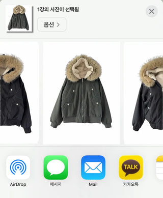 Vane hooded fur button jacket