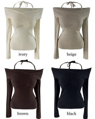 Choco Wrap Halterneck Knit