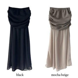 Plat see-through chiffon skirt