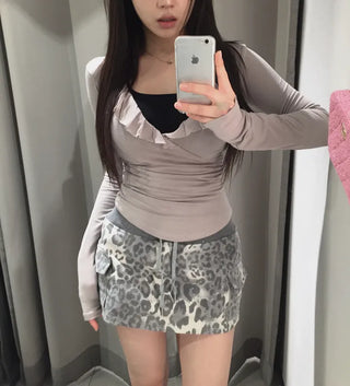 Deep V Wrap Chiffon top