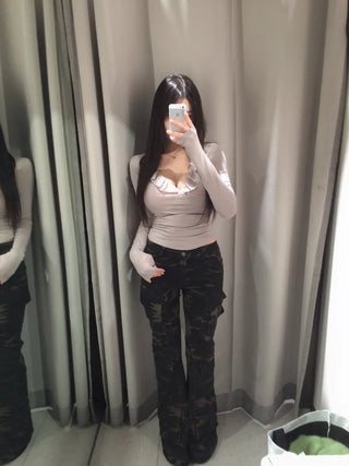 Deep V Wrap Chiffon top