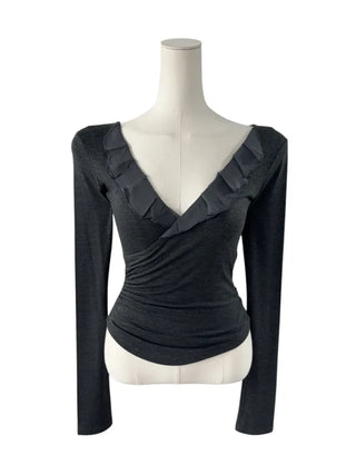 Deep V Wrap Chiffon top