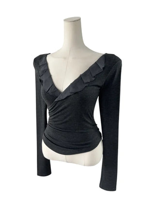 Deep V Wrap Chiffon top