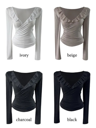 Deep V Wrap Chiffon top