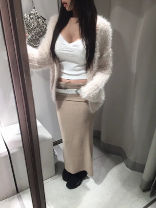 Tree loose fur cardigan