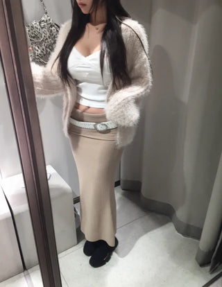 Tree loose fur cardigan
