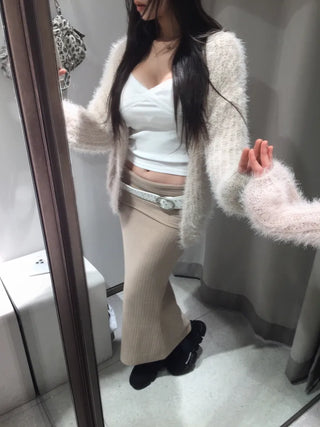 Tree loose fur cardigan