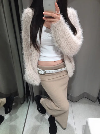 Tree loose fur cardigan