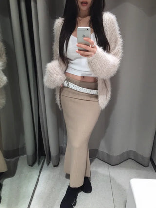 Tree loose fur cardigan