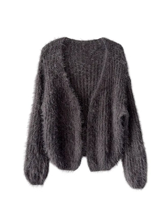 Tree loose fur cardigan
