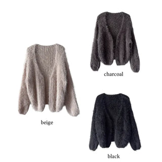 Tree loose fur cardigan