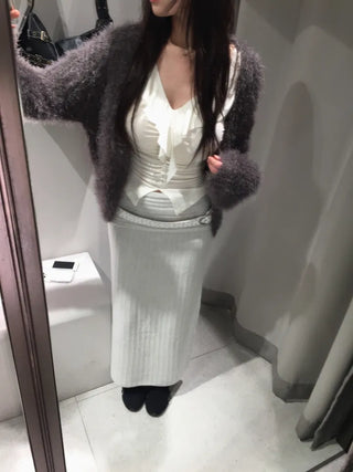 Tree loose fur cardigan