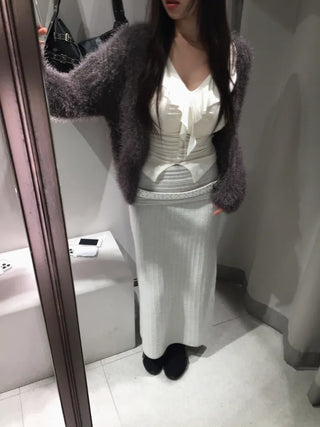 Tree loose fur cardigan