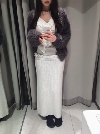 Tree loose fur cardigan