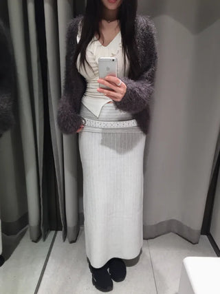 Tree loose fur cardigan