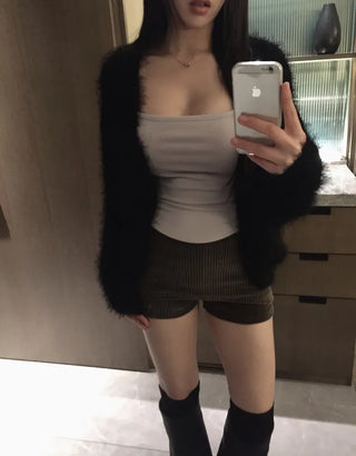Tree loose fur cardigan