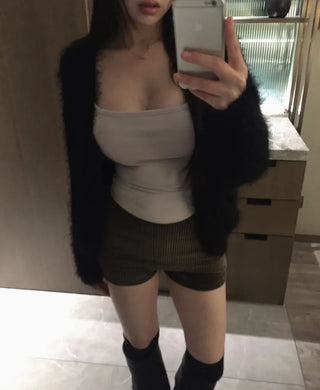 Tree loose fur cardigan