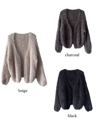 Tree loose fur cardigan