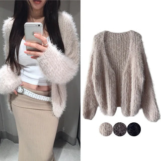 Tree loose fur cardigan