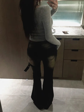 Muffin belted pocket boot pants