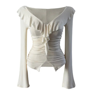 Ash frill shirring ruffle T