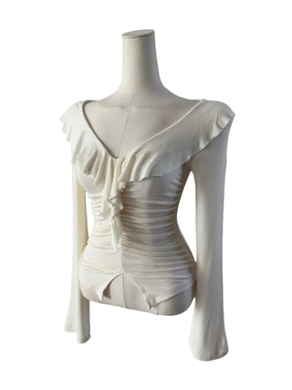 Ash frill shirring ruffle T