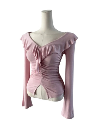 Ash frill shirring ruffle T