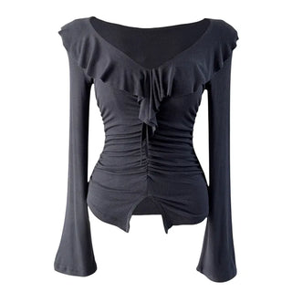 Ash frill shirring ruffle T