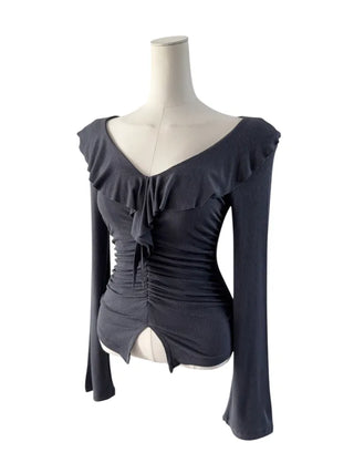 Ash frill shirring ruffle T