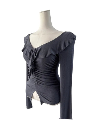 Ash frill shirring ruffle T