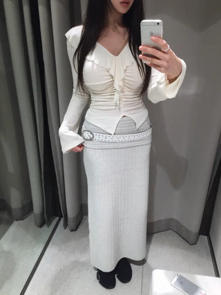 Ash frill shirring ruffle T