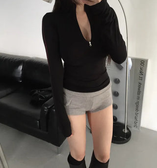 Pleated Knit Shorts Pants